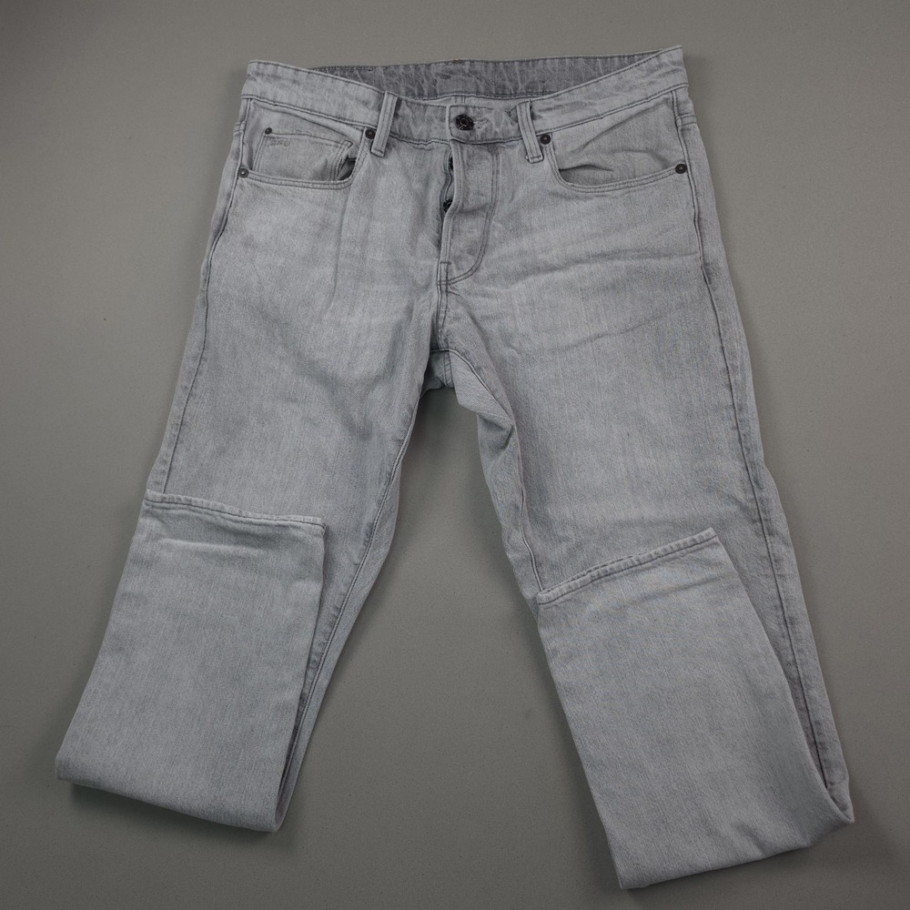 G-Star Raw 3301 Straight Tapered Mens Jeans 32x32 Light Grey Wash Denim Trousers